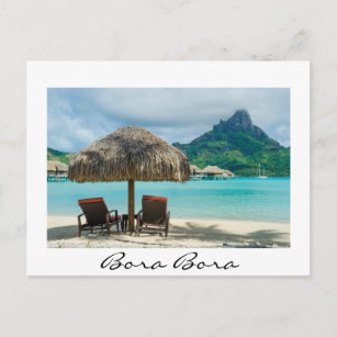 Beach on Bora Bora white Postcard Postkarte