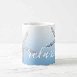 Beach Orange Blue Starfish Relax Kaffeetasse