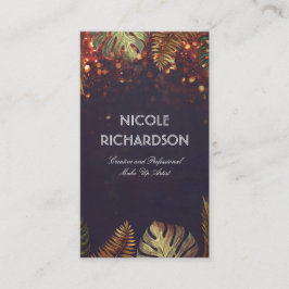 Beach Palm Blätter und Vintage String Lights Chic Visitenkarte