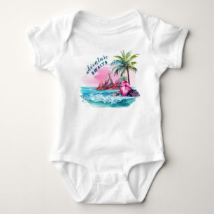 Beach Palm Tree Mountain View Erlebnis erwartet Baby Strampler