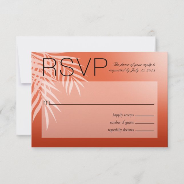 Beach Palm Tree Silhouette UAWG | Koralle RSVP Karte (Vorderseite)