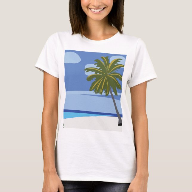 Beach Palm Tree Sommerurlaub Strand T-Shirt (Vorderseite)