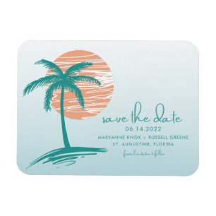 Beach Palm Tree Wedding Save the Date Magnete