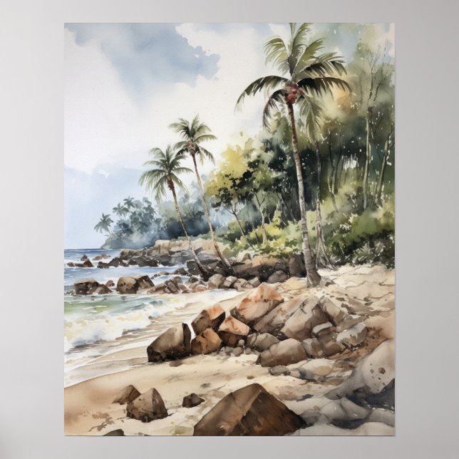 Beach Palm Trees Art Print Poster (Vorne)