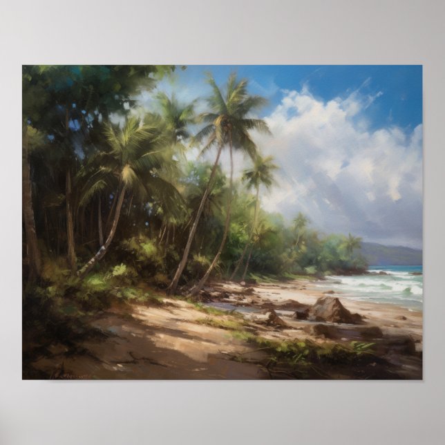Beach Palm Trees Art Print Travel Poster (Vorne)