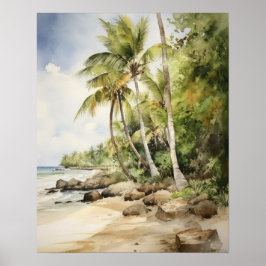 Beach Palm Trees Art Print Travel Poster