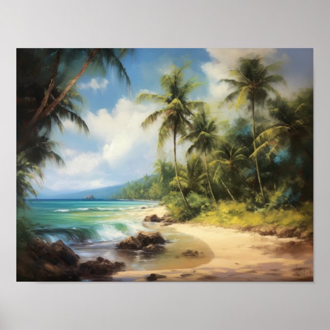 Beach Palm Trees Art Print Travel Poster (Vorne)
