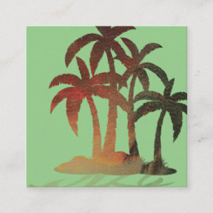 Beach Palm Trees Sunset Quadratische Visitenkarte