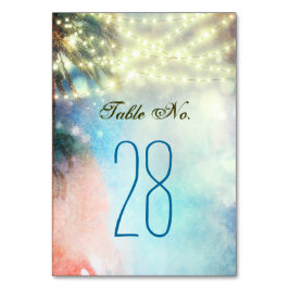 Beach Palms String Lights Hochzeit Tischnummer