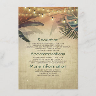 Beach Palms und Lights Hochzeitsinformation Gast Begleitkarte