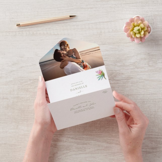 Beach Paradise Foto Wedding RSVP All In One Einladung (Video)