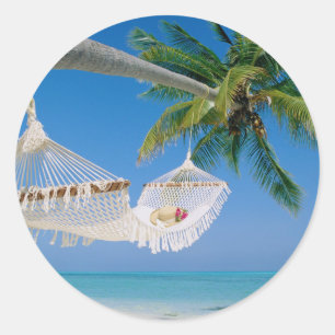 Beach Paradise Urlaub Hammock Runder Aufkleber