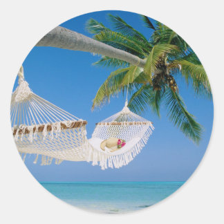 Beach Paradise Urlaub Hammock Runder Aufkleber