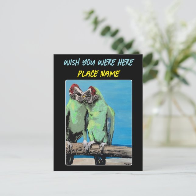 "Beach Parrots" Gemälde auf einem Postkarte (Stehend Vorderseite)