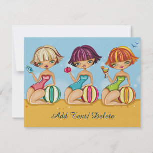 Beach Party - Abschluss - Zeit für die Mädchen Einladung