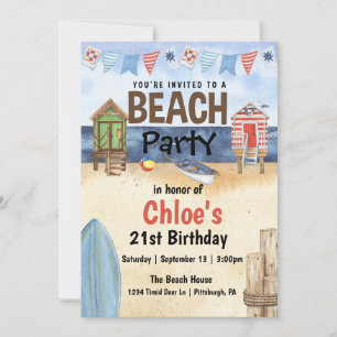Beach Party Aquarell Einladung