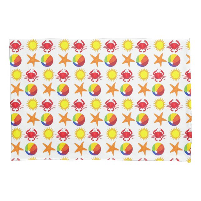 Beach Party Beachball Sun Crab Starfish Küste Kissenbezug (Vorderseite)
