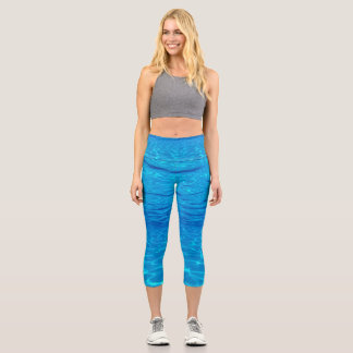 Beach Party Blues Sonne Meerwasserpool Pop Farbe Capri Leggings
