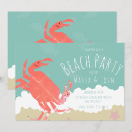 Beach Party Crab Sand Ocean Waves Einladung