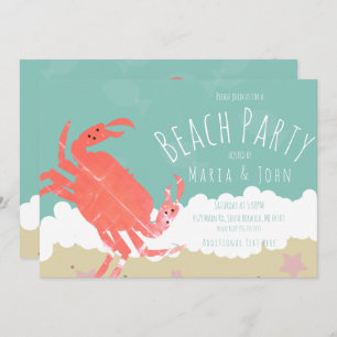 Beach Party Crab Sand Ocean Waves Einladung
