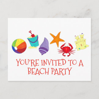 Beach Party Crab Starfish Muschel Einladung