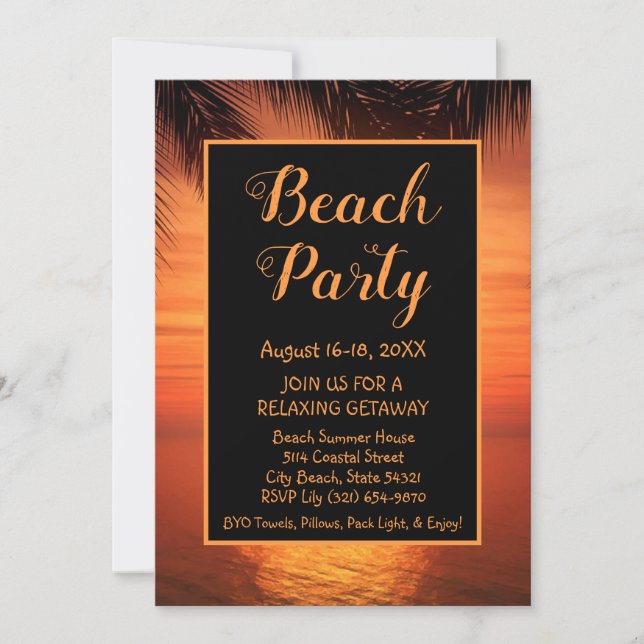 Beach Party Entdeckungsreise Einladung (Vorderseite)