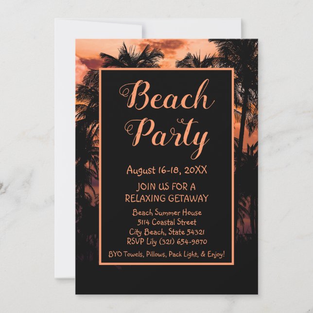 Beach Party Entdeckungsreise Einladung (Vorderseite)
