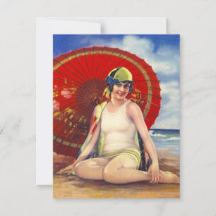 Beach Party Flapper Era Style Cloche Einladung