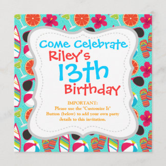 Beach Party Flip Flops Sonnenbrille Beach Ball Aqu Einladung