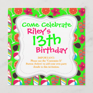 Beach Party Flip Flops Sonnenbrille Beach Ball Gre Einladung