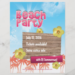 Beach Party Flyer - einseitig, vollständig anpassb