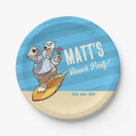 Beach Party Fügen Sie Ihren Namen Cool Surfpolar B Pappteller