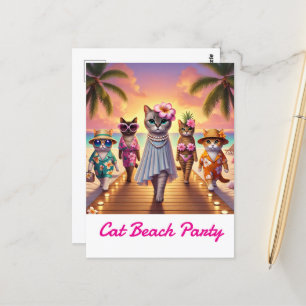 Beach Party für Cat-Liebhaber Hawaii Thema Postkarte