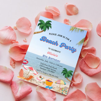 Beach Party Geburtstag, Sommerstrand Geburtstag Einladung