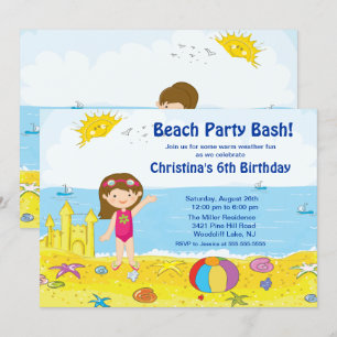Beach Party Girl Swimming Geburtstag Einladung