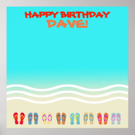 Beach Party Happy Birthday Autograph Poster