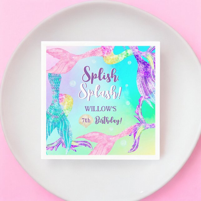 Beach Party Meerjungfrau Schwänze Kindergeburtstag Serviette (Beach party mermaid tails ocean Kids birthday Napkins)