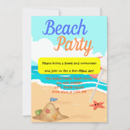 Beach Party mit Sand Castle & a Starfish Party Einladung