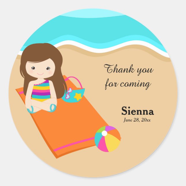 Beach Party Runder Aufkleber (Vorderseite)