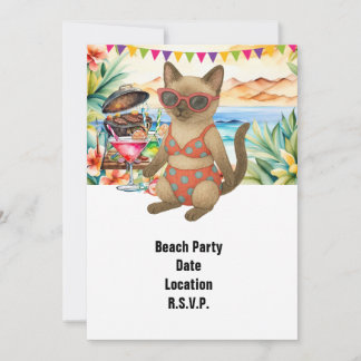 Beach Party Siamese Cat Beach Tropical Summer  Einladung