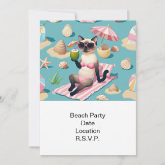 Beach Party Siamese Cat Beach Tropical Summer  Einladung