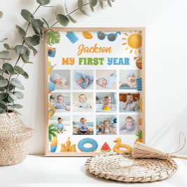 Beach Party Summer 1. Geburtstag Foto Meilenstein Poster