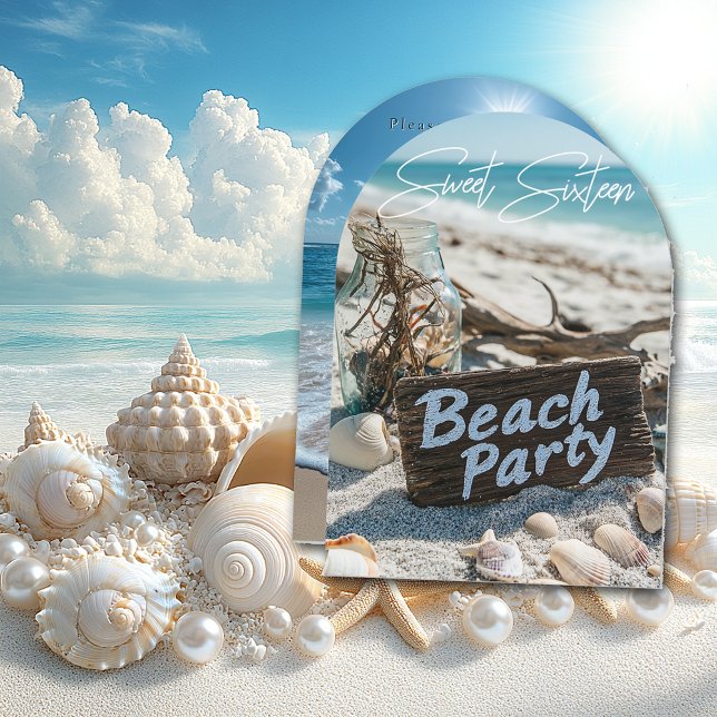 Beach Party Sweet 16 Sand Ocean Seashells Einladung (Von Creator hochgeladen)