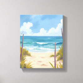 Beach Path | Ocean Watercolor Coastal Painting Leinwanddruck