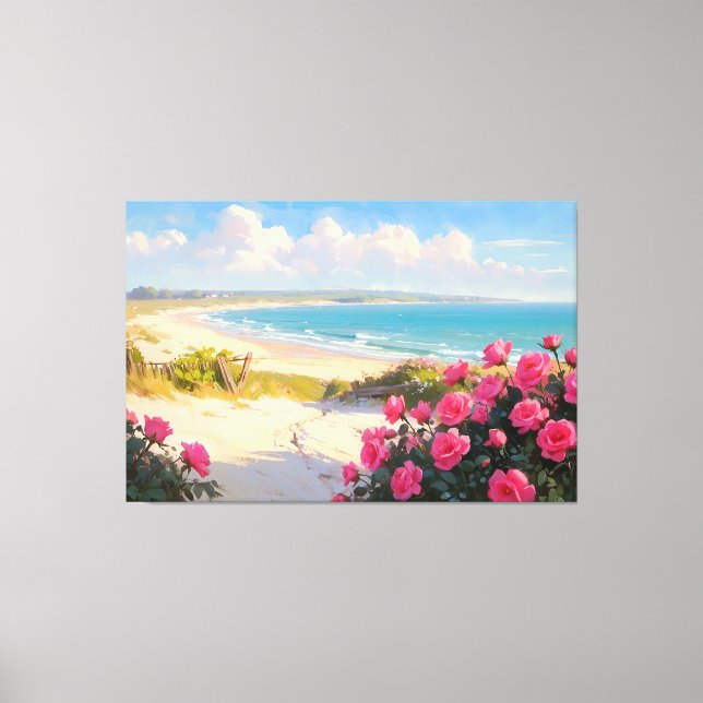 *~* Beach Path Rose TV2 Stretched Canvas Print Leinwanddruck (Vorderseite)