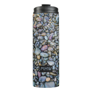 Beach Pebbles Custom Monogram Tumbler Thermosbecher