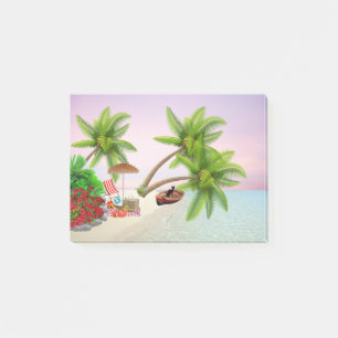Beach Picnic Boat Bush Palm Trees Beach Chair Post-it Klebezettel