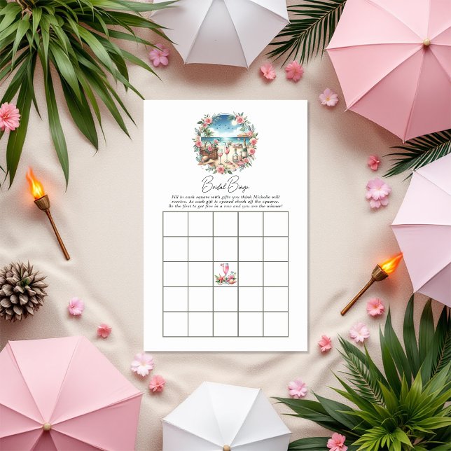 Beach Picnic Brautparty Bingo Game (Beach Picnic Bridal Shower Bingo Game)