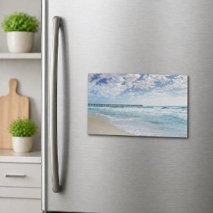 Beach Pier über dem Foto von Ocean Waves Magnet