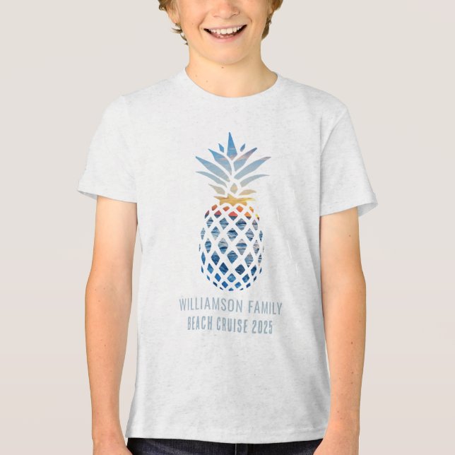 Beach Pineapa Sunset Tropical Summer Cruise Tri-Blend Shirt (Vorderseite)